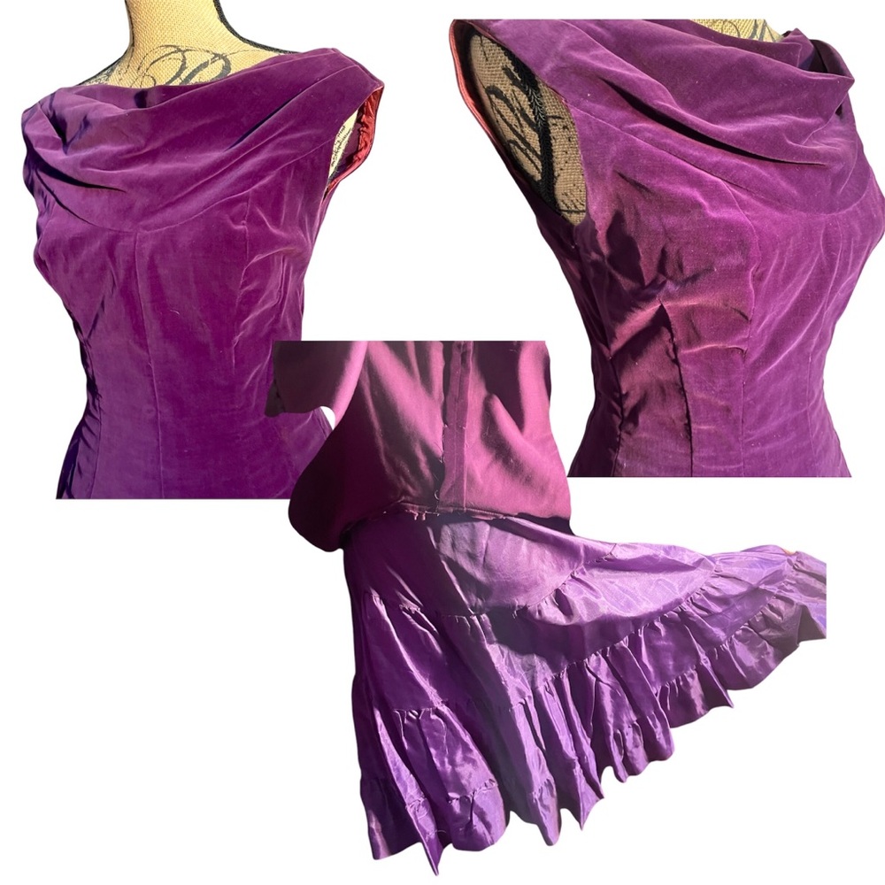 Vintage 50’s plum velvet evening dress - Picture 4 of 4